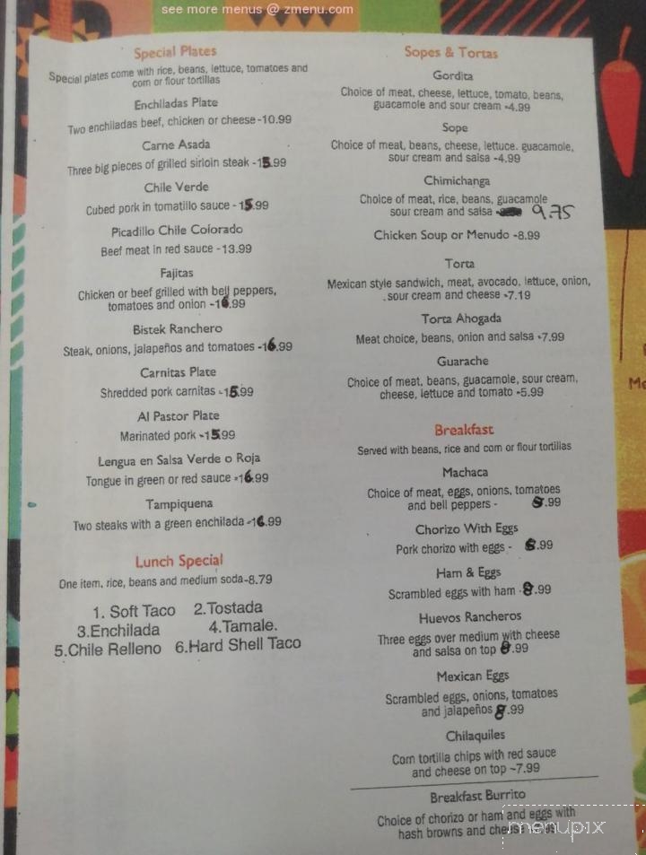 El Mezcal - San Andreas, CA menu_pic