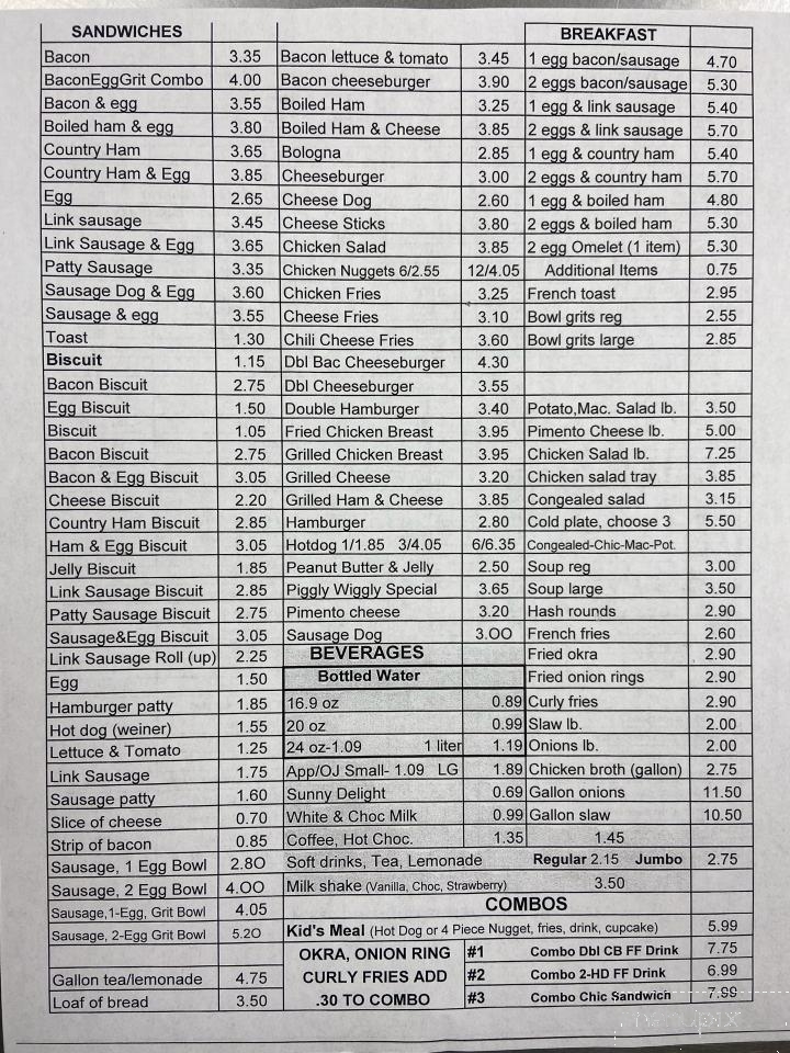 Sherry's Bakery - Dunn, NC menu_pic