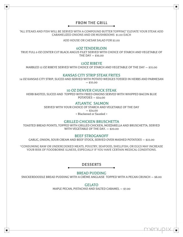 Bistro 29 - Murphy, NC menu_pic