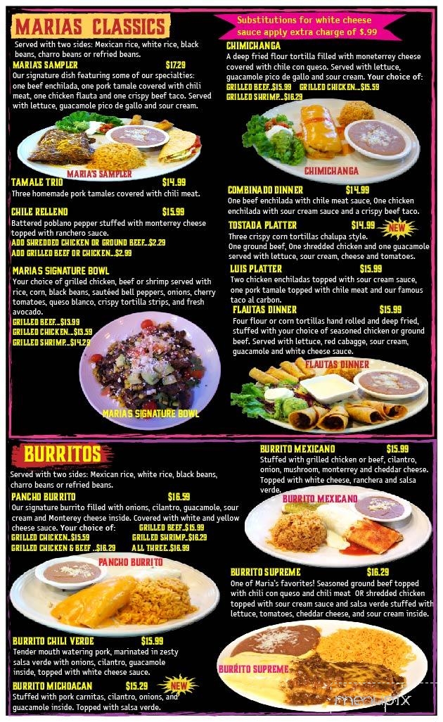 Maria's Mexican grill & cantina - Joplin, MO menu_pic