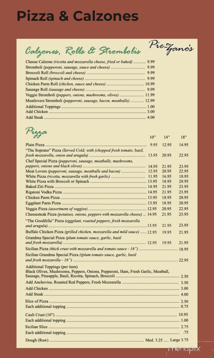 Pie-Zano's Pizzeria - Rolesville, NC menu_pic