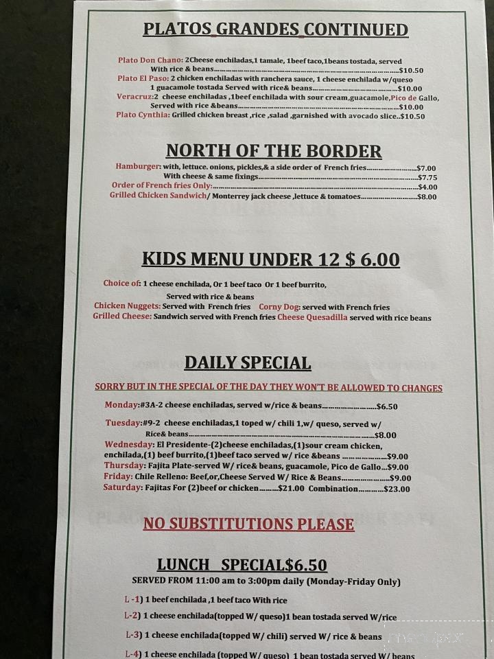 Plato Loco Restaurant - Red Oak, TX menu_pic
