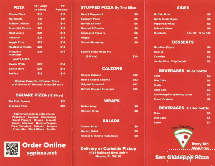 San Giuseppe Pizza - Naples, FL menu_pic
