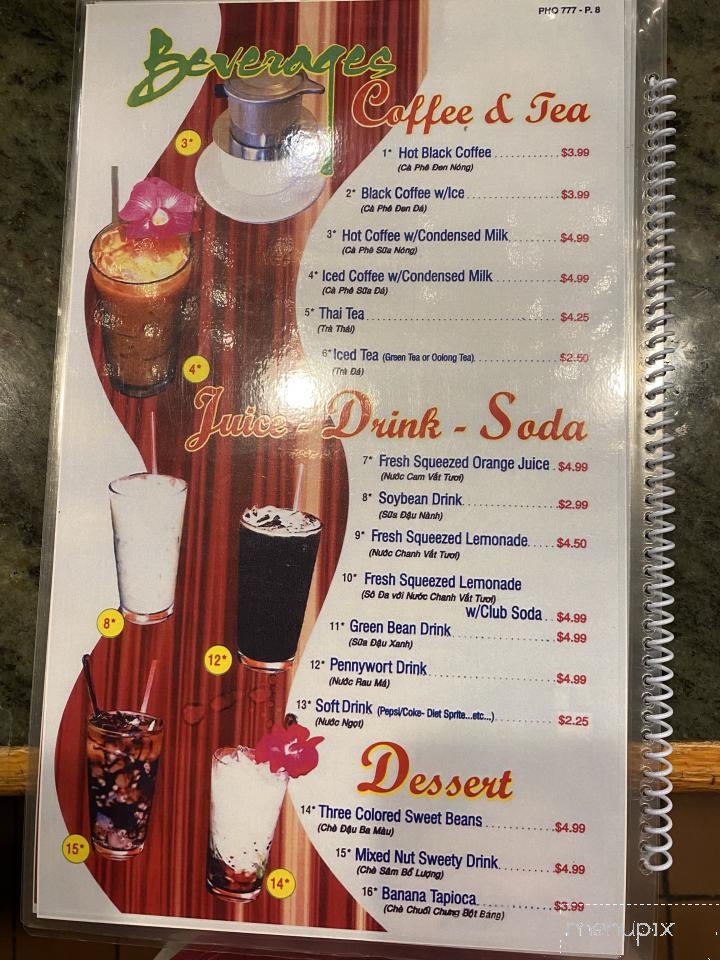 Pho 777 - Honolulu, HI menu_pic