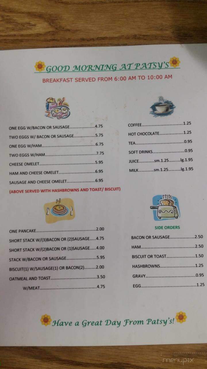 Patsy's Cafe - Pottsboro, TX menu_pic