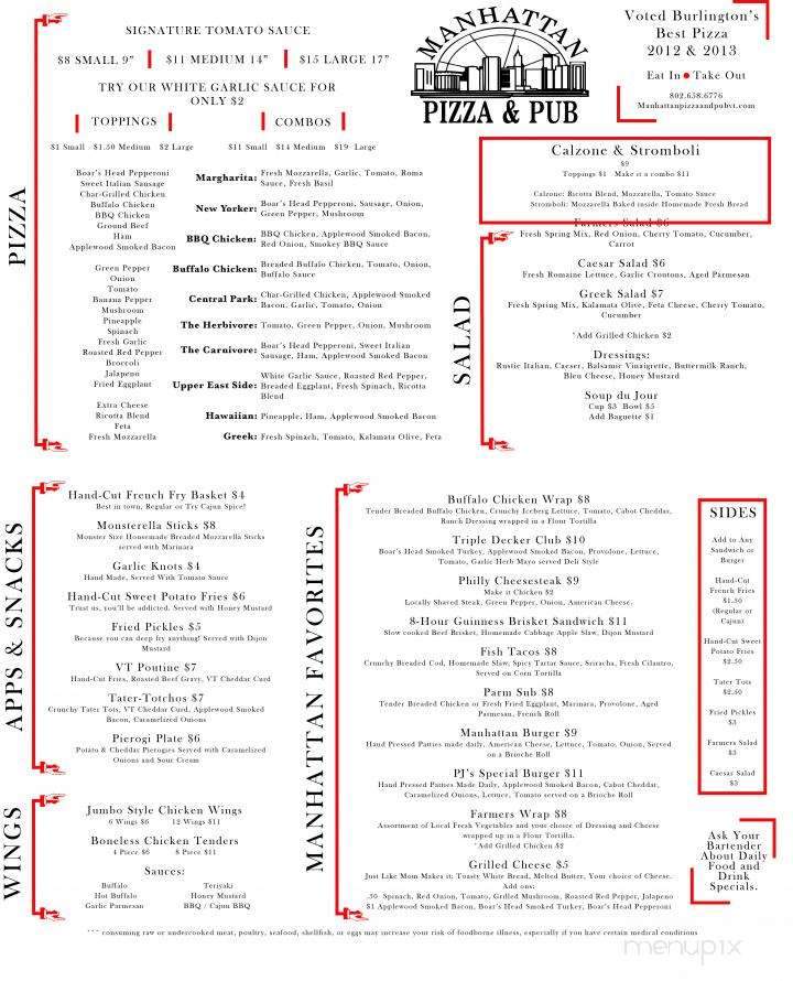 Manhattan Pizza - Burlington, VT menu_pic