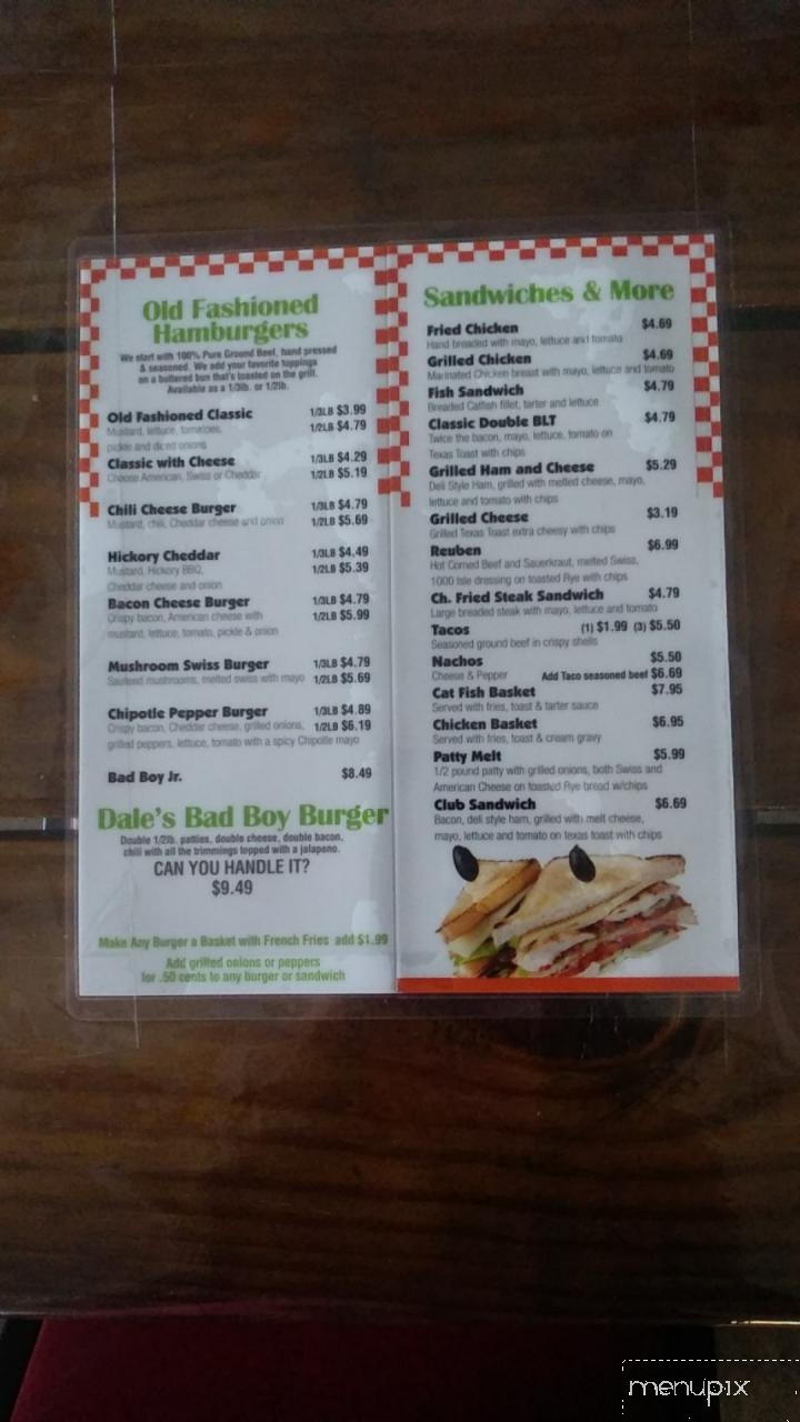 Dale's Burgers And More - Quinlan, TX menu_pic