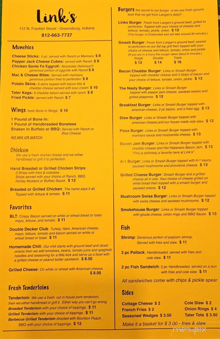 Link's - Greensburg, IN menu_pic