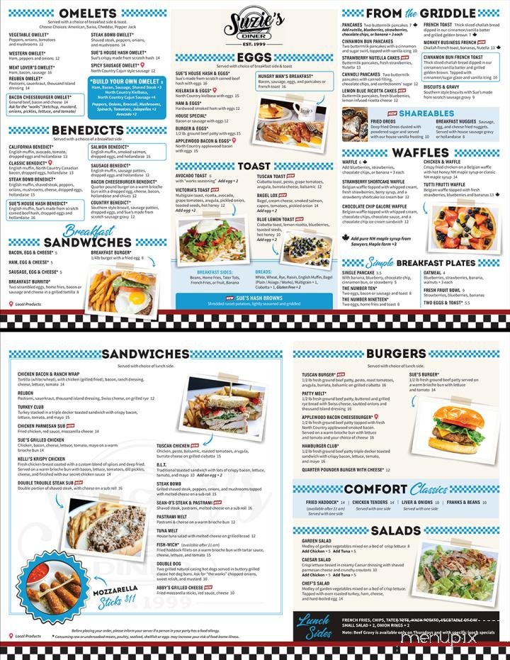 Suzie's Diner - Hudson, NH menu_pic