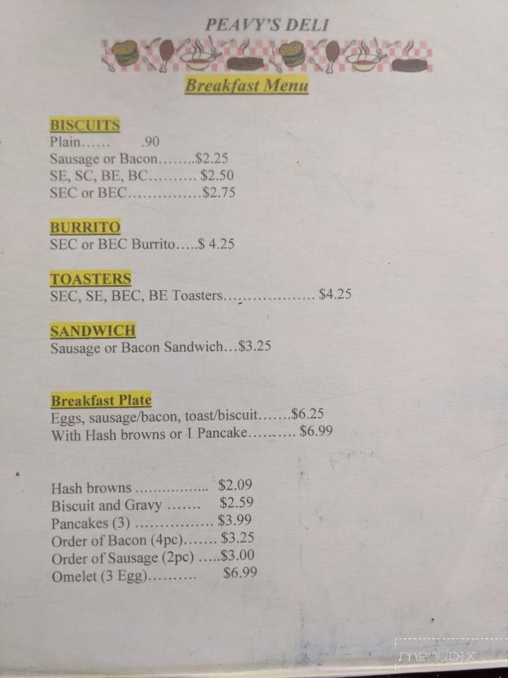 Peavy's Store - Silsbee, TX menu_pic