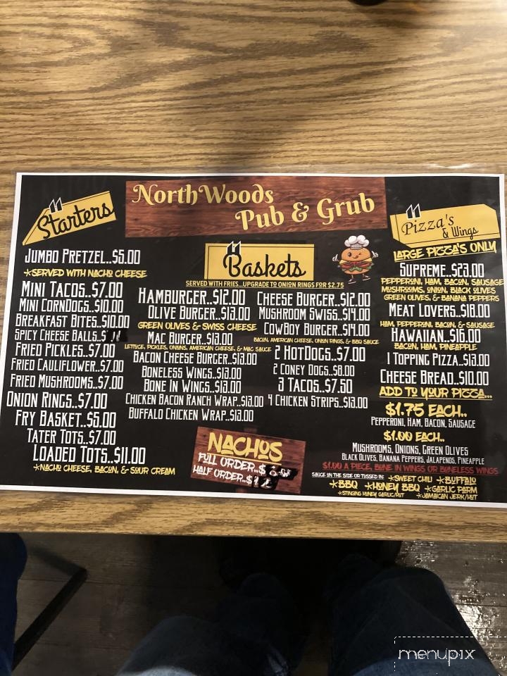 Northwoods Bar & Grill - Lincoln, MI menu_pic