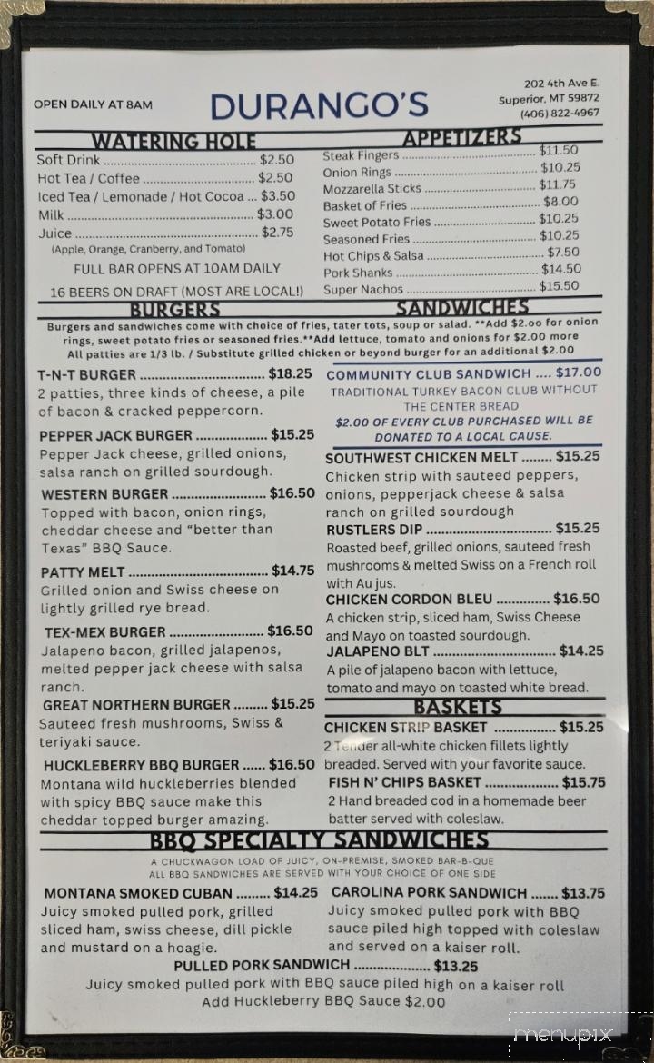 Durango's Restaurant & Gift - Superior, MT menu_pic