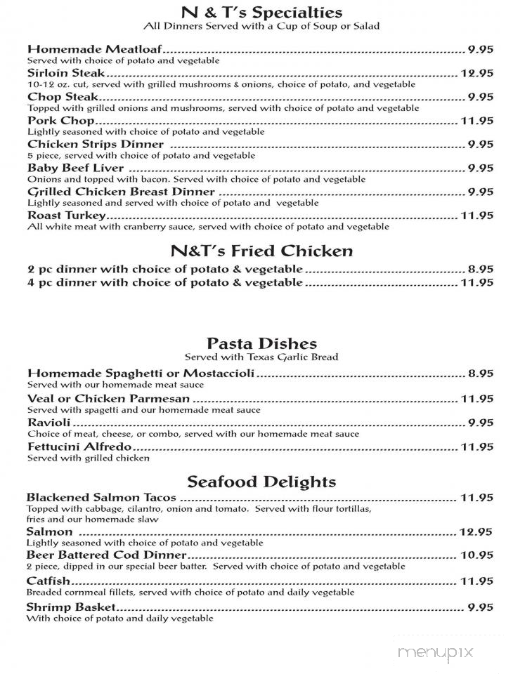 N & T's Restaurant - Zion, IL menu_pic