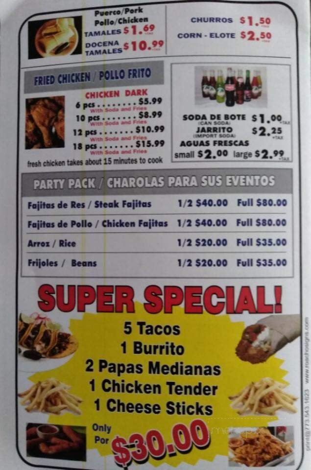 Manny's Tacos & Burritos - Chicago, IL menu_pic