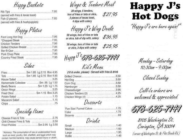 Happy J's - Covington, GA menu_pic