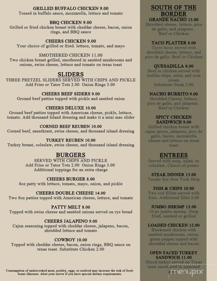 Cheers Lapeer - Lapeer, MI menu_pic