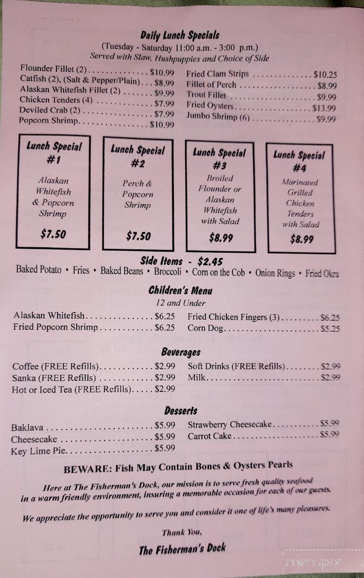 Fisherman's Dock - Kingsport, TN menu_pic
