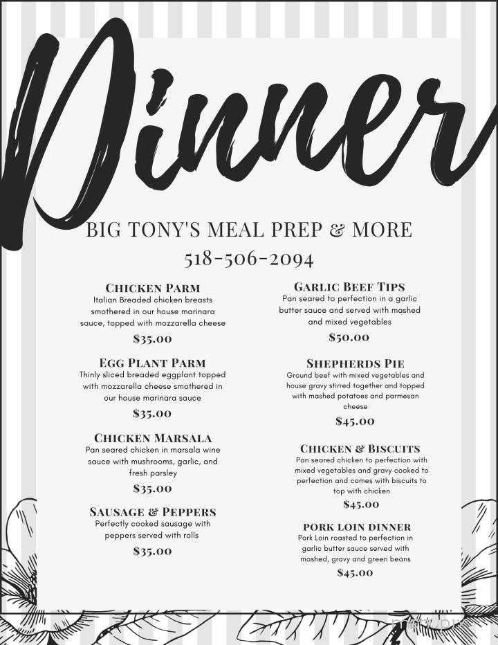 Big Tony's Meal Prep - Mechanicville, NY menu_pic