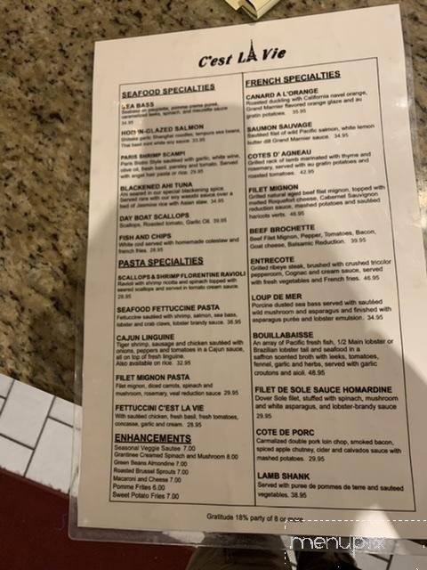 C'Est la Vie - Laguna Beach, CA menu_pic