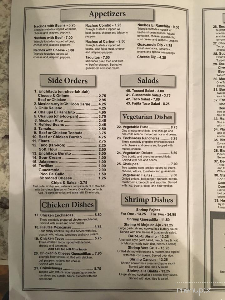El Ranchito - Lady Lake, FL menu_pic