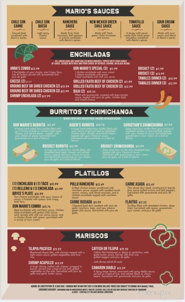 Don Mario's Mexican Cuisine - Arlington, TX menu_pic