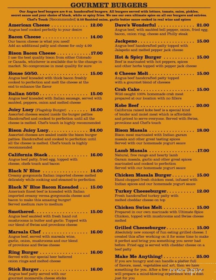 Dave's Gourmet Burgers and More - Schenectady, NY menu_pic