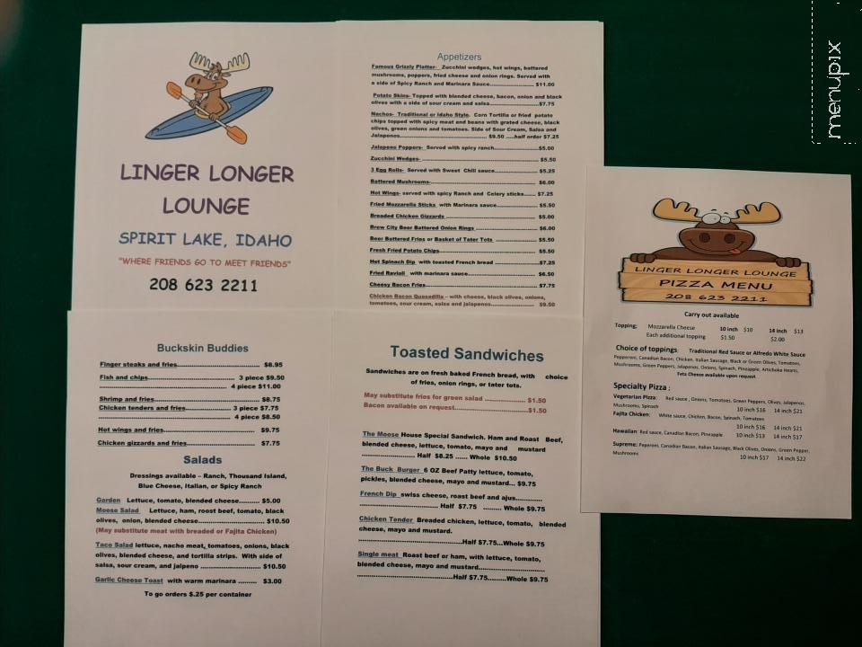 Linger Longer Lounge - Spirit Lake, ID menu_pic
