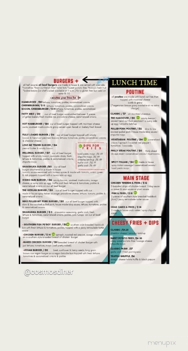 Cosmo's Diner - Thorold, ON menu_pic