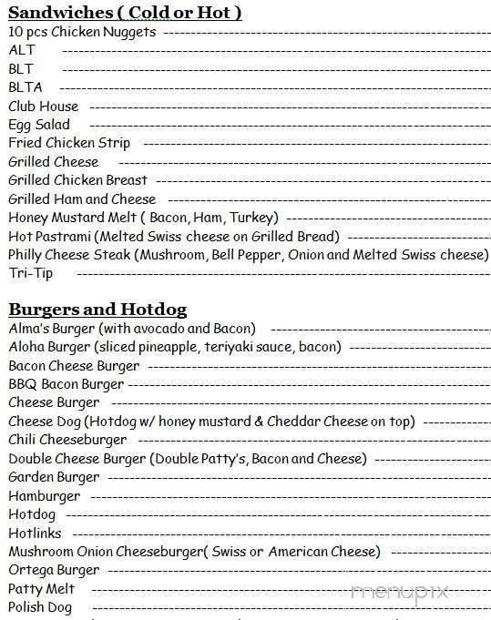 Alma's Cafe - Walnut Grove, CA menu_pic
