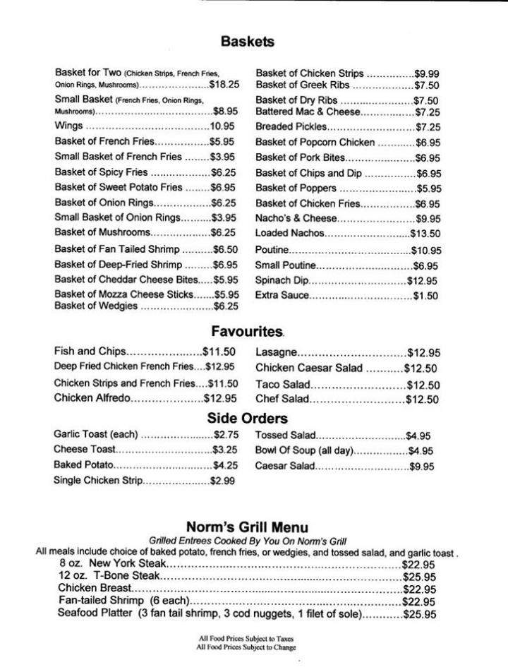 Norm's Place - Windthorst, SK menu_pic