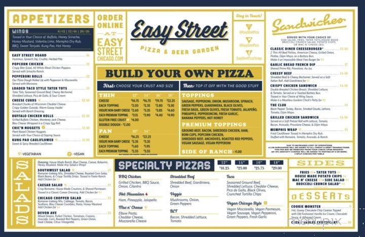 Easy Street Pizza & Beer Garden - Park Ridge, IL menu_pic