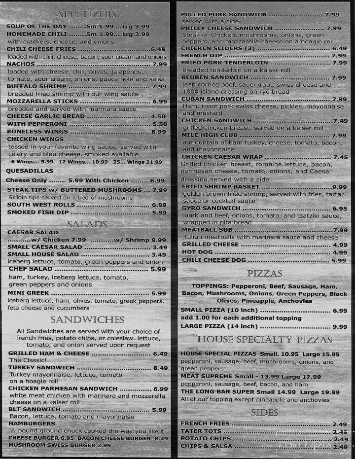 Long Bar Pub & Grill - Tampa, FL menu_pic