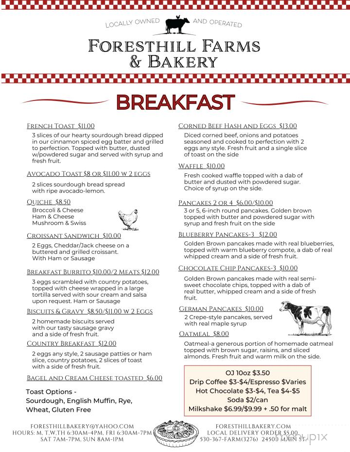 Foresthill Farms & Bakery - Foresthill, CA menu_pic