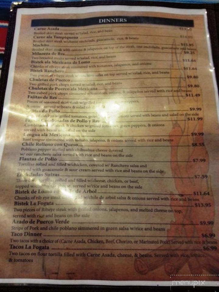 La Fogata - Fort Wayne, IN menu_pic