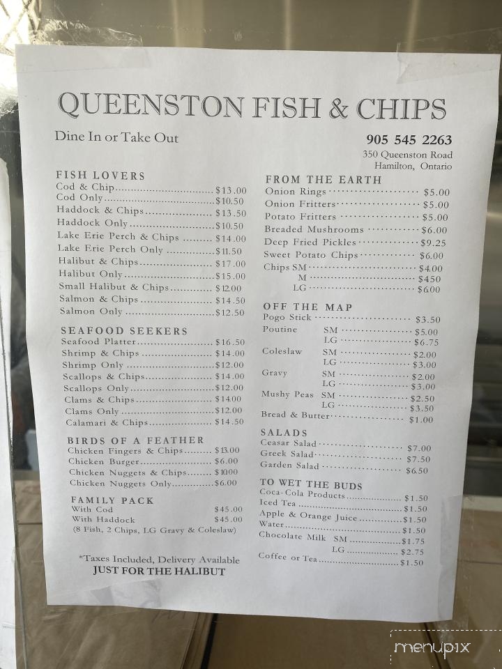 Queenston Fish & Chips - Hamilton, ON menu_pic