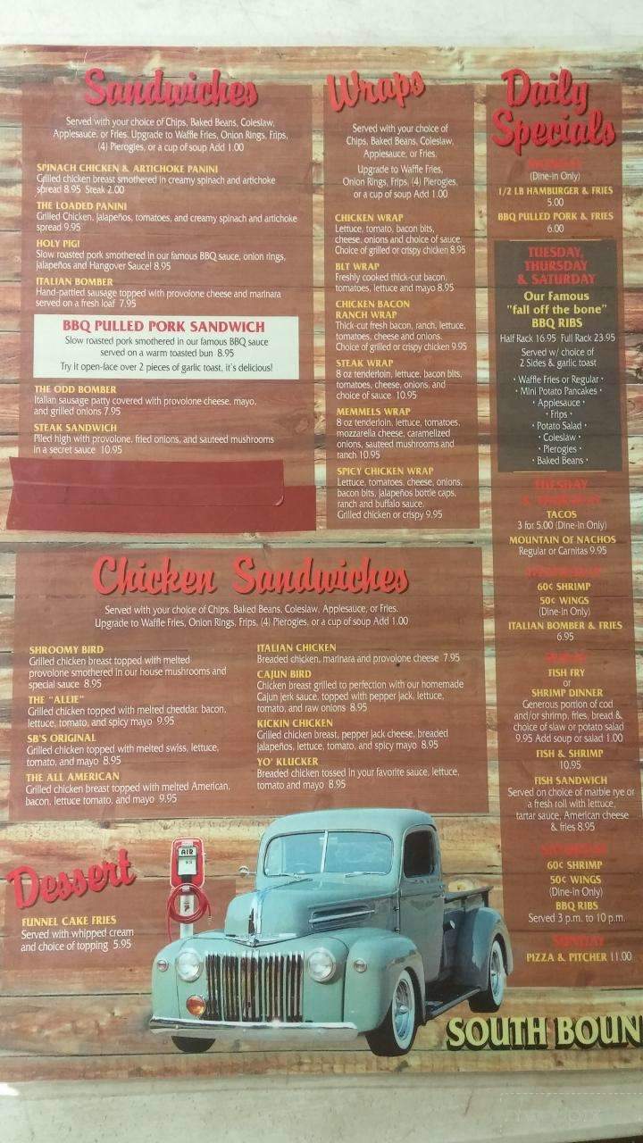 Southbound Bar & Grill - Oak Creek, WI menu_pic