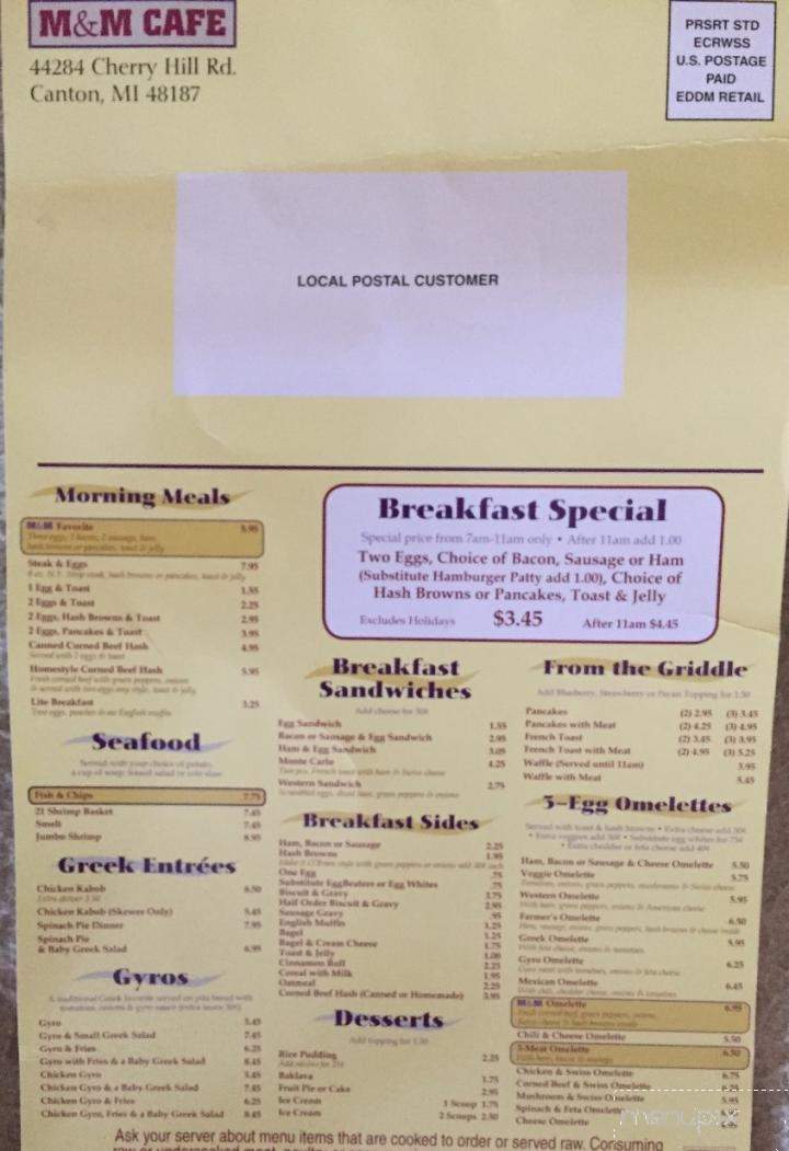 M & M Cafe - Canton, PA menu_pic