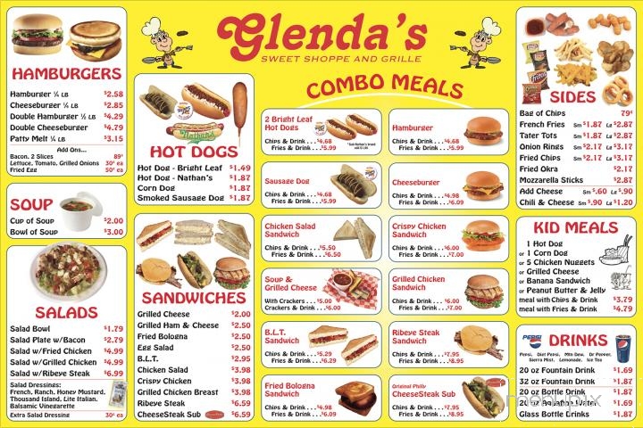 Glenda's Sweet Shoppe & Grille - Benson, NC menu_pic
