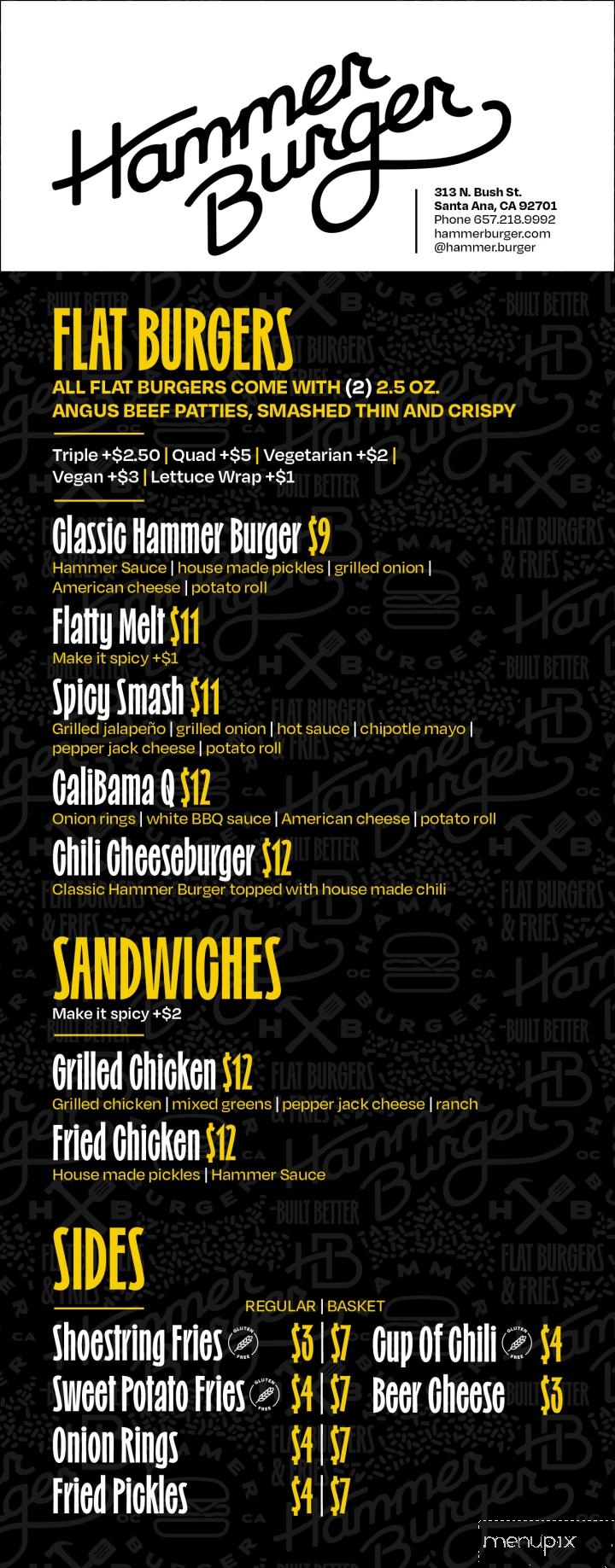 Hammer Burger - Santa Ana, CA menu_pic