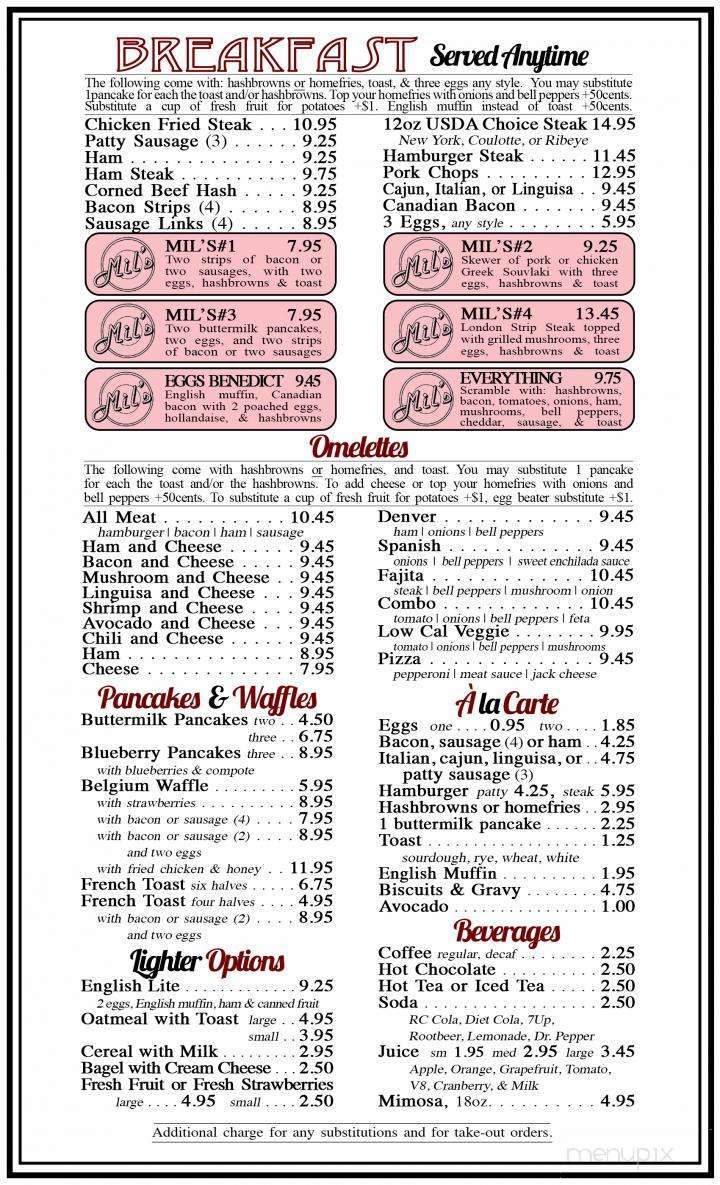 Mil's Diner - Milpitas, CA menu_pic