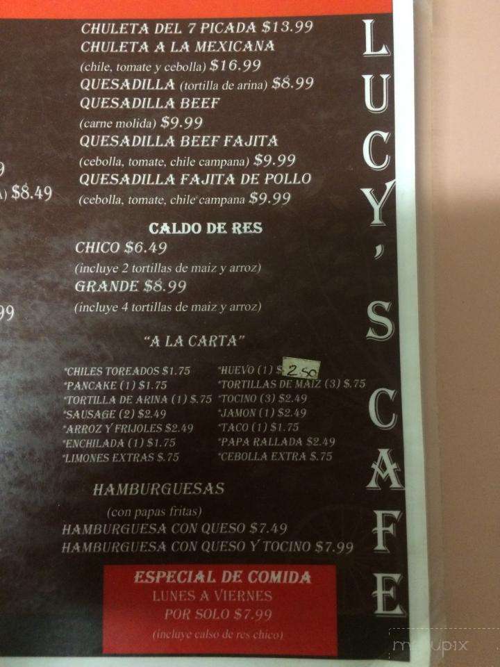 Lucy's Cafe - Odessa, TX menu_pic