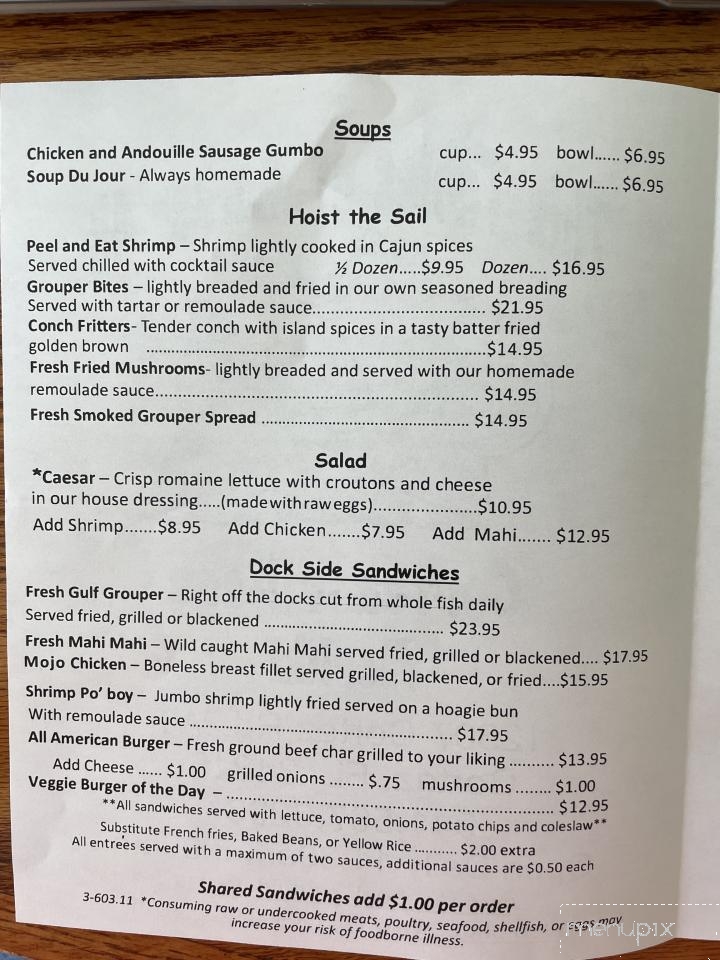 Tide Tables Restaurant - Cortez, FL menu_pic