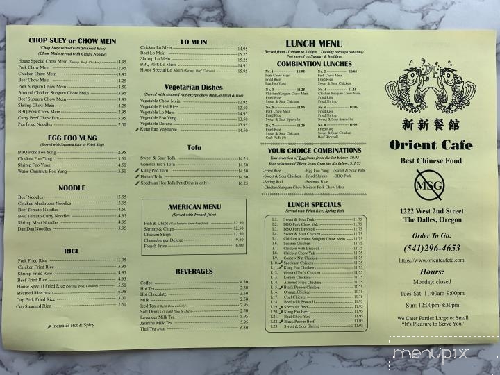 Orient Cafe - The Dalles, OR menu_pic