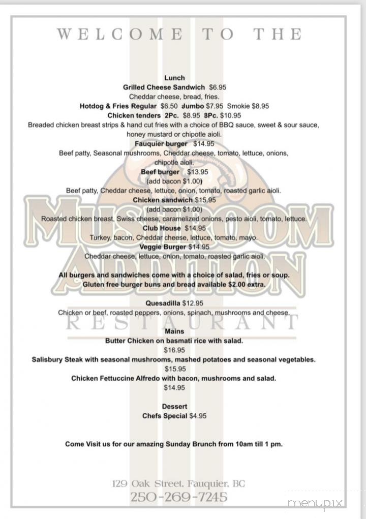 Mushroom Addition Restaurant - Fauquier, BC