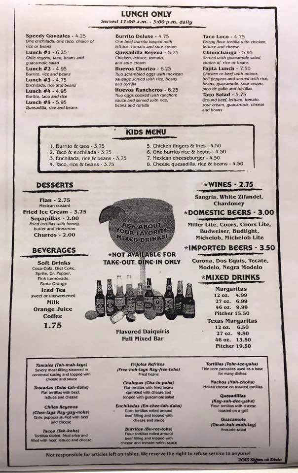 El Agave - Eatonton, GA menu_pic