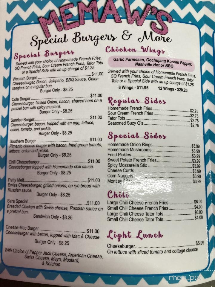 MeMaw's Shake Shack - Hermitage, MO menu_pic