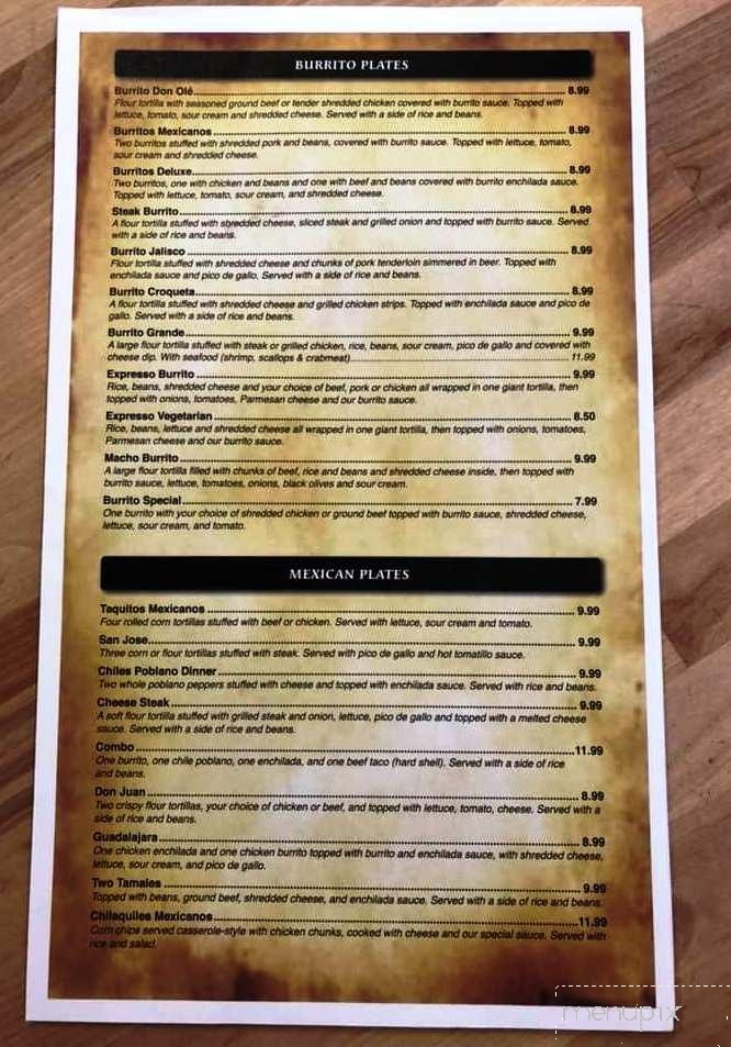 Don Ole Mexican Restaurant - Highland, IL menu_pic