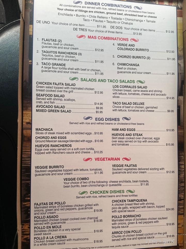 Los Corrales - Pinetop, AZ menu_pic
