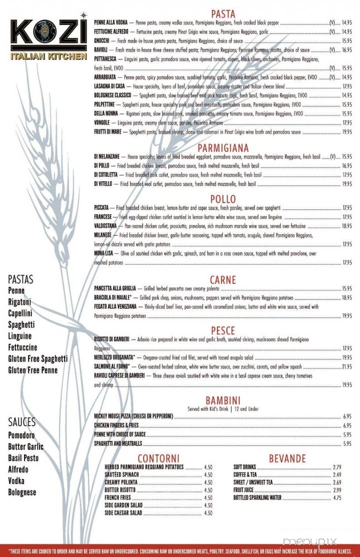 Kozi Italian Kitchen - Shelby, NC menu_pic