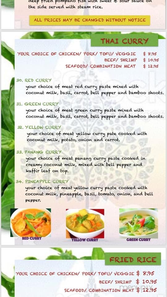 Thai Basil Restaurant - Visalia, CA menu_pic